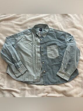BNWT GAP Stripe Cotton Denim Button-Down Shirt